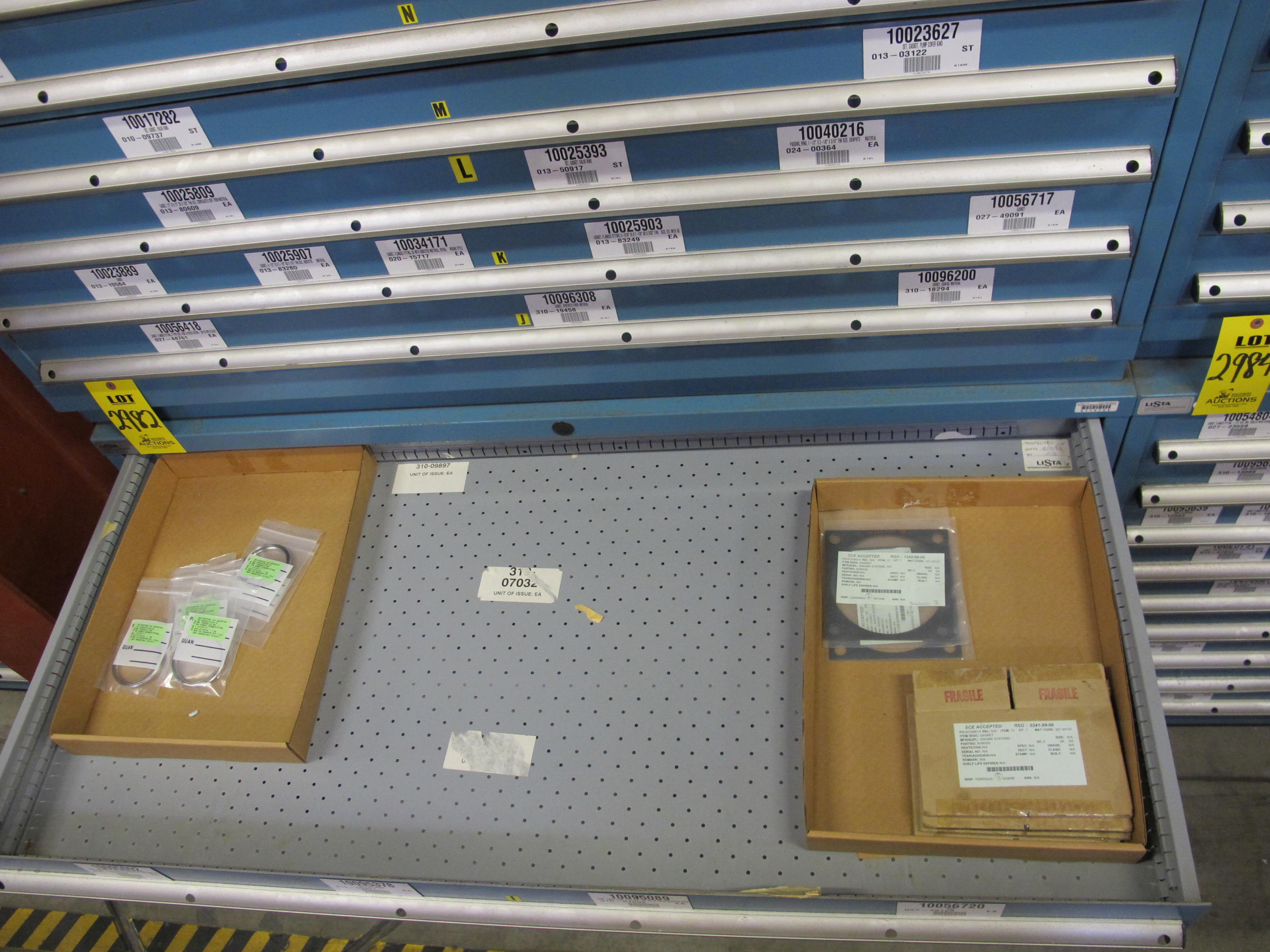 LISTA HEAVY DUTY 9-DRAWER PARTS CABINET W/ CONTENTS (W-50) LOADING & HANDLING FEE $25-